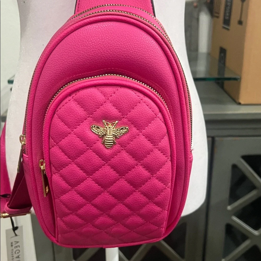 Pink Quilted Vegan Sling Bag - Picture 2 of 9